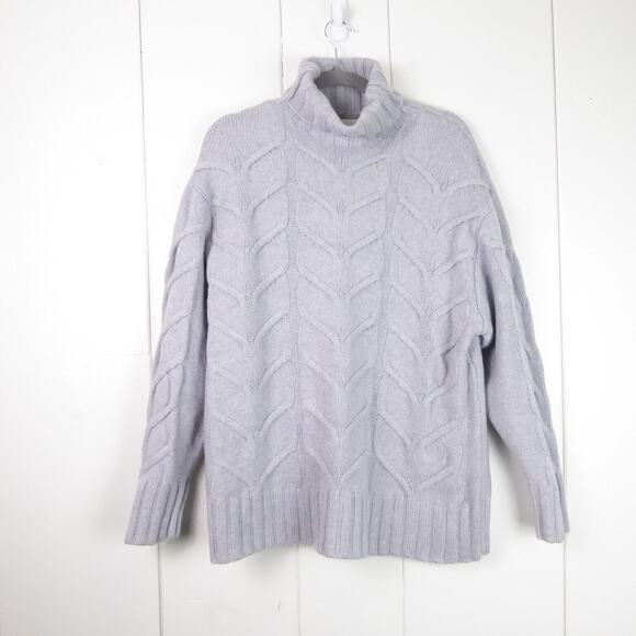 Aritzia Wilfred Merino Wool Sweater SZ L Turtleneck Cable Knit Oversized Soft - Picture 1 of 12